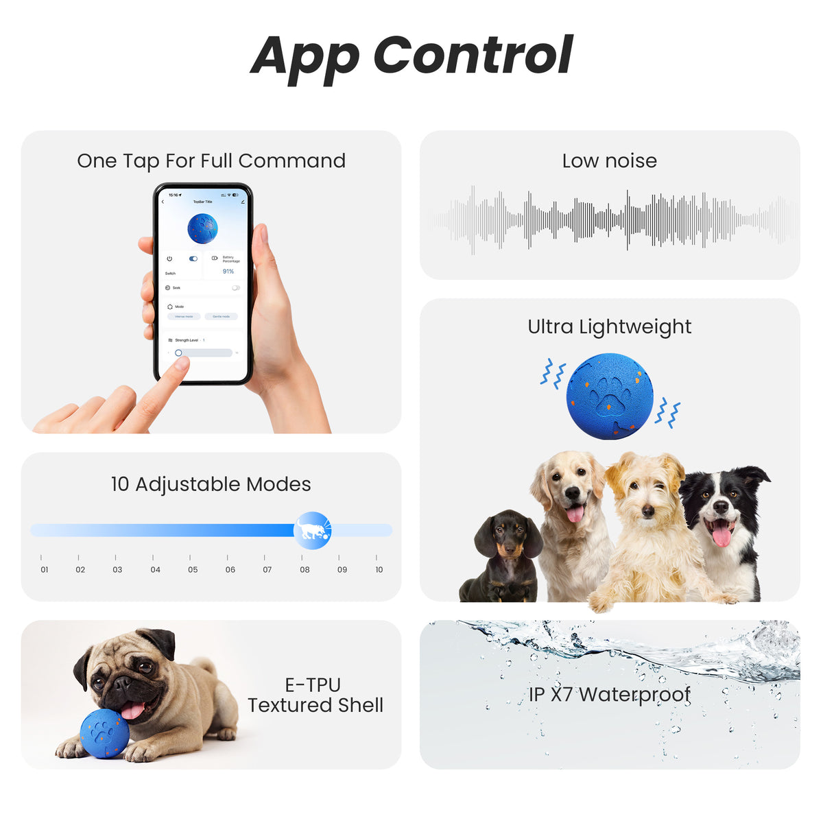 Skrmisda Smart App-Controlled Dog Ball in Blue