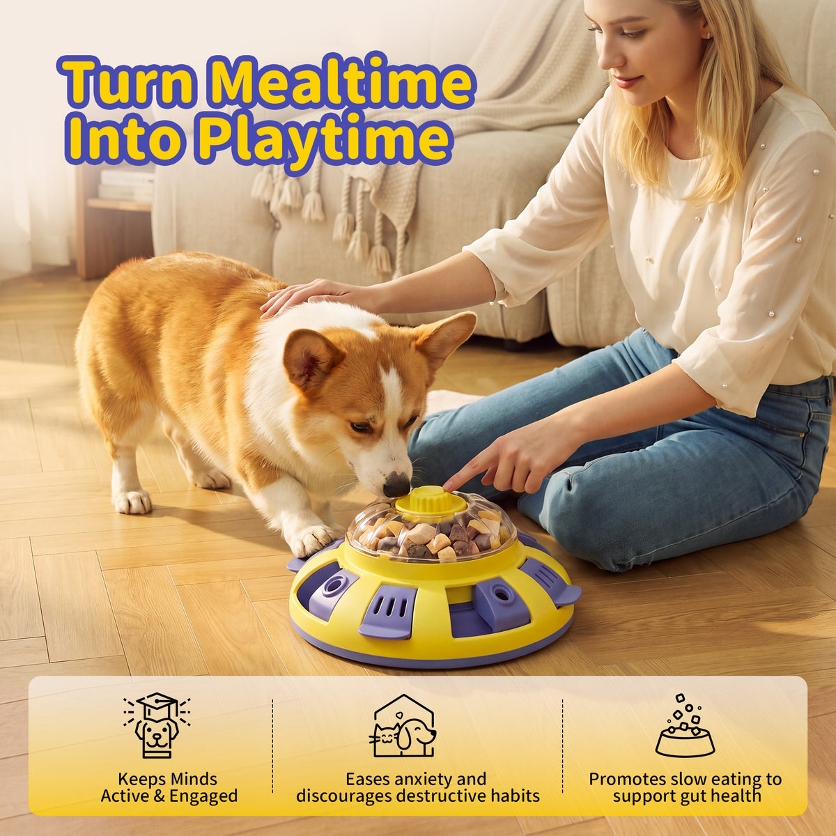Dog Puzzle Toy – UFO Interactive Slow Feeder & Treat Dispenser