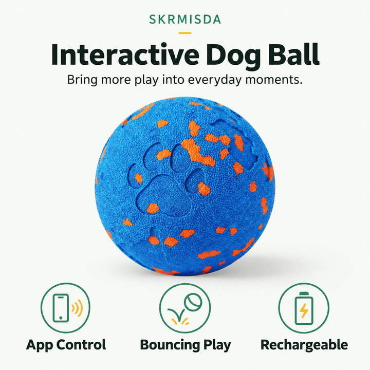 Skrmisda Smart App-Controlled Dog Ball – Electric Bouncing Pet Toy