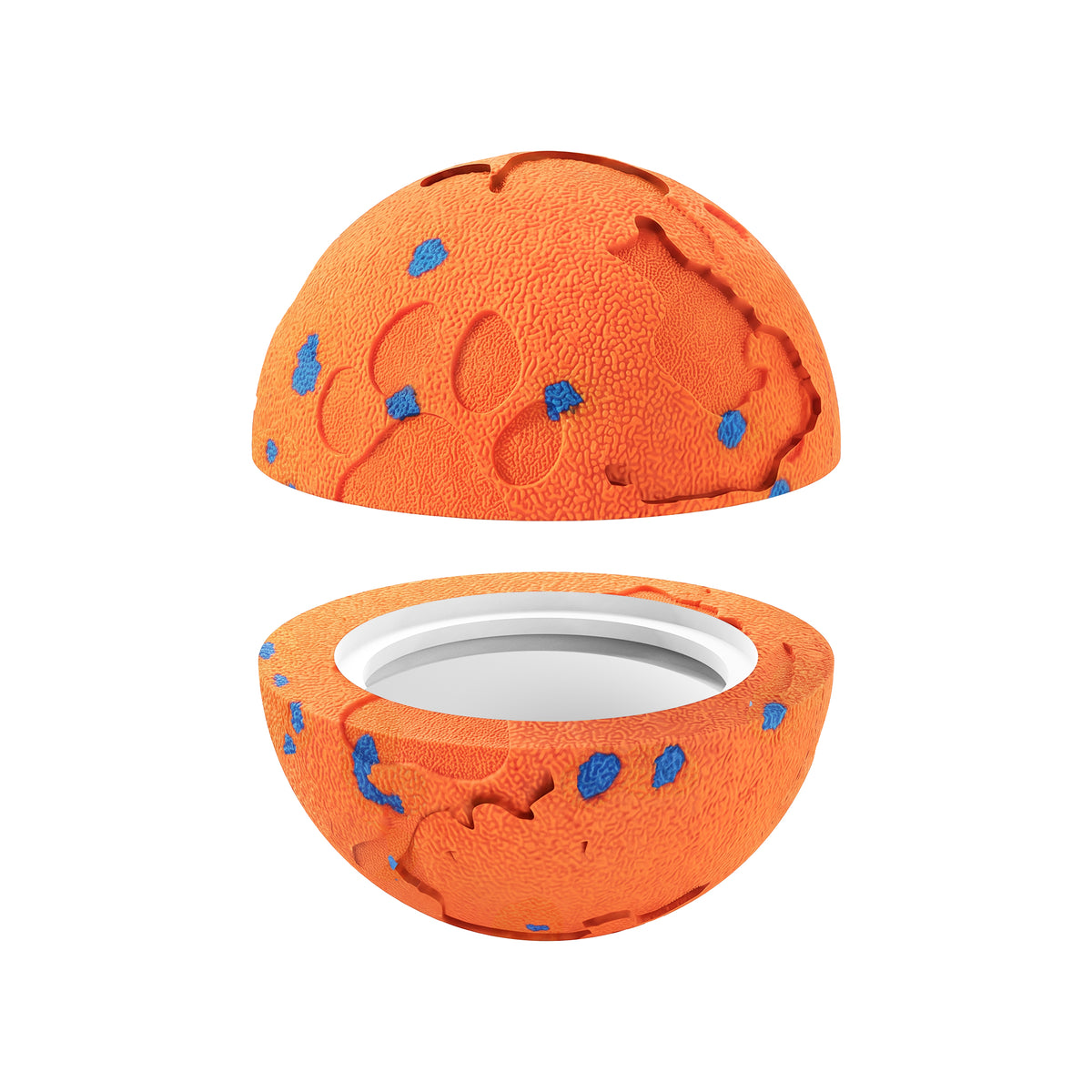 Skrmisda orange replacement dog ball shell, upper and lower halves